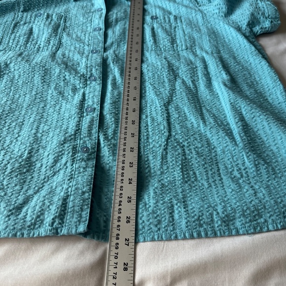 Carroll Reed Women's Vintage Seersucker Short Sleeve Button Up Shirt Blue 2X - Picture 8 of 11